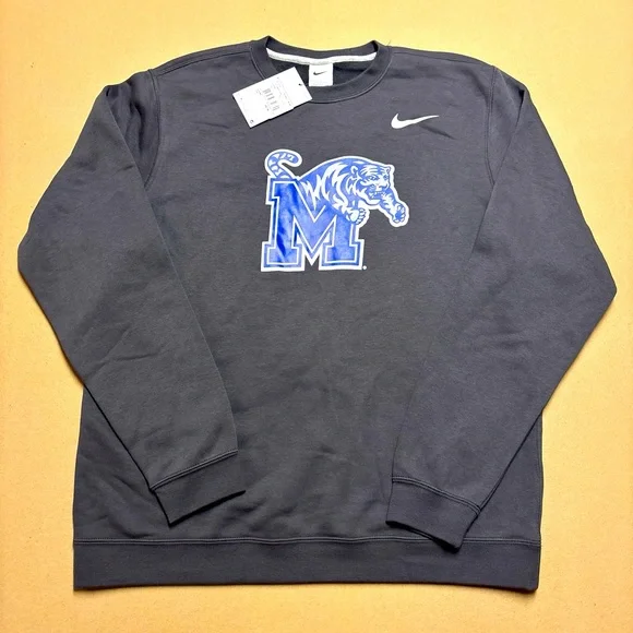 Nike University Of Memphis Tigers Sweatshirt Mens Size Large Gray NEW - Picture 1 of 9